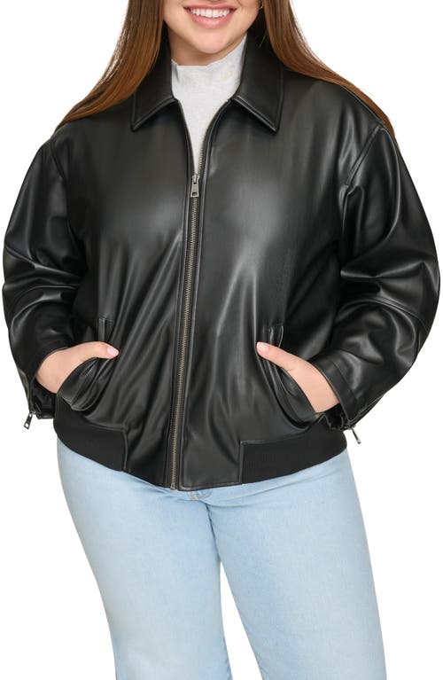 Levi's Plus Size Faux Leather Dad Bomber Jacket In Black