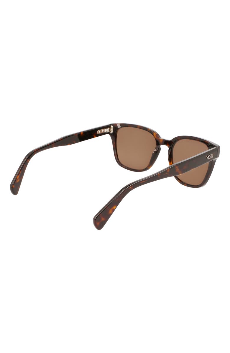 FERRAGAMO Gancini 55mm Rectangular Sunglasses, Alternate, color, Tortoise
