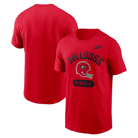 Men's Nike Red Georgia Bulldogs Legacy Arch Helmet T-Shirt