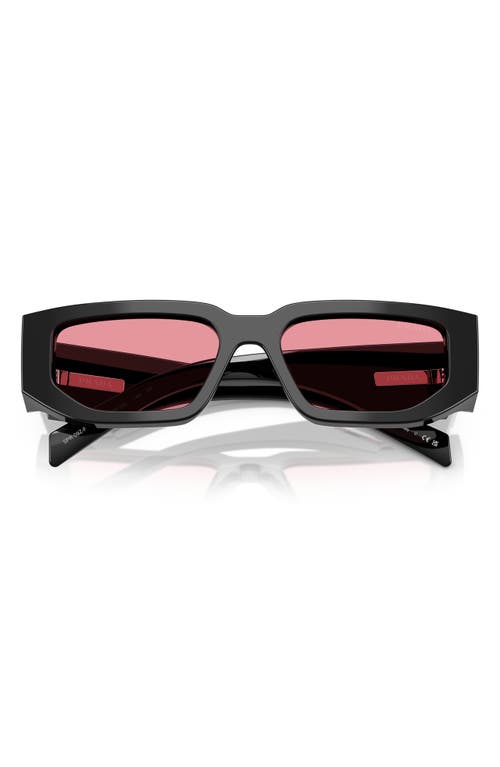 Prada 55mm Rectangular Sunglasses In Black Pink