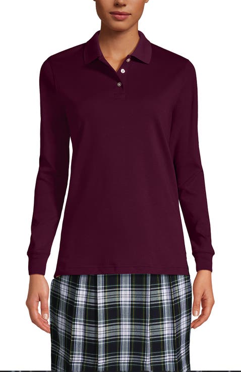 School Uniform  Long Sleeve Interlock Polo Shirt