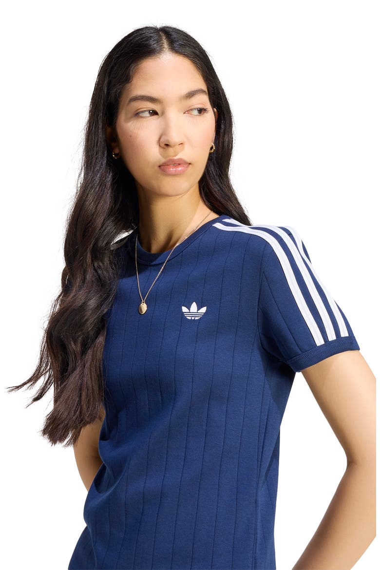 Pinstripe Slim Cotton T-Shirt, Alternate, color, NIGHT INDIGO/ WHITE/ GREY TWO
