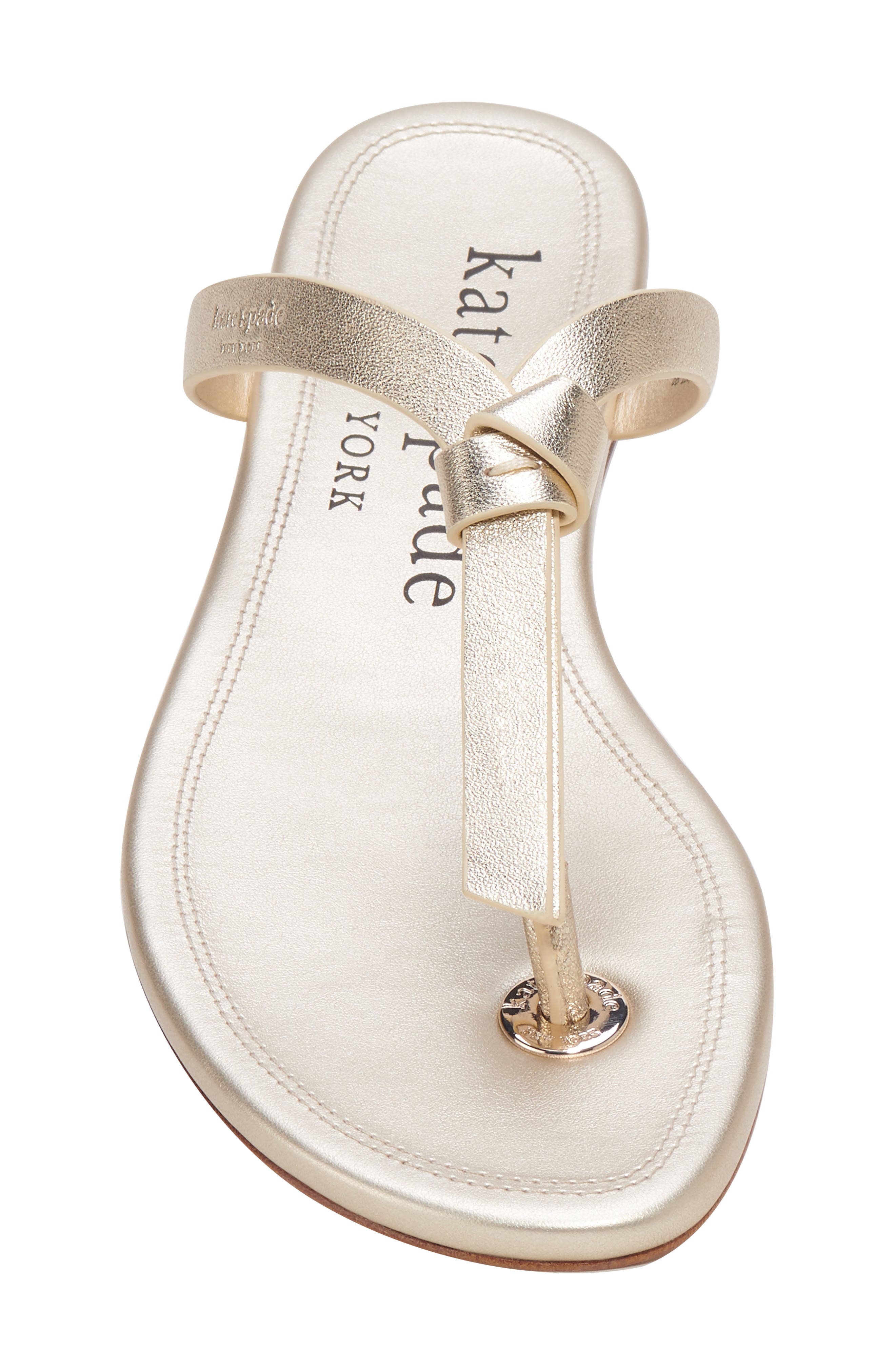 Kate Spade New York knott flip flop, Alternate, color, Pale Gold