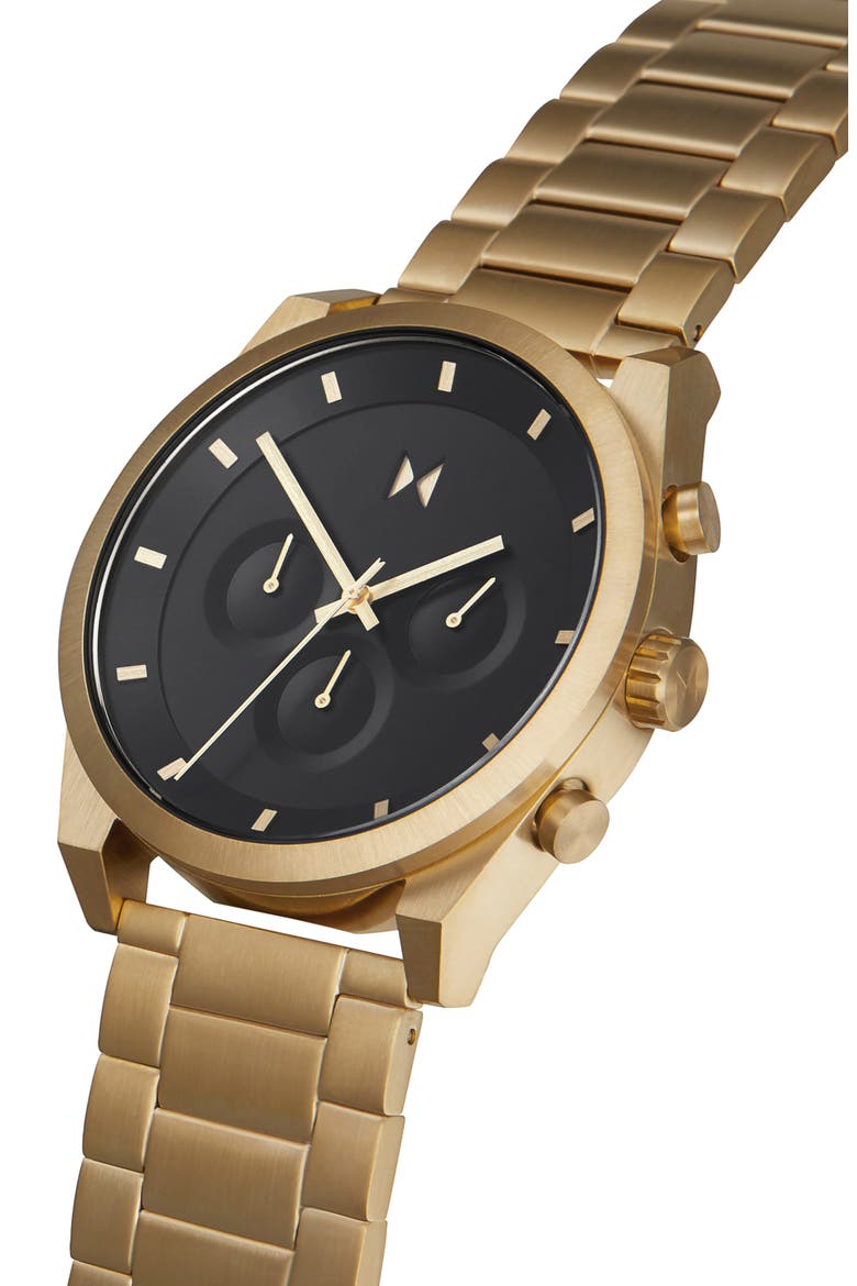 MVMT Element Chronograph Bracelet Watch, 44mm, Alternate, color, GOLD/ BLACK/ GOLD