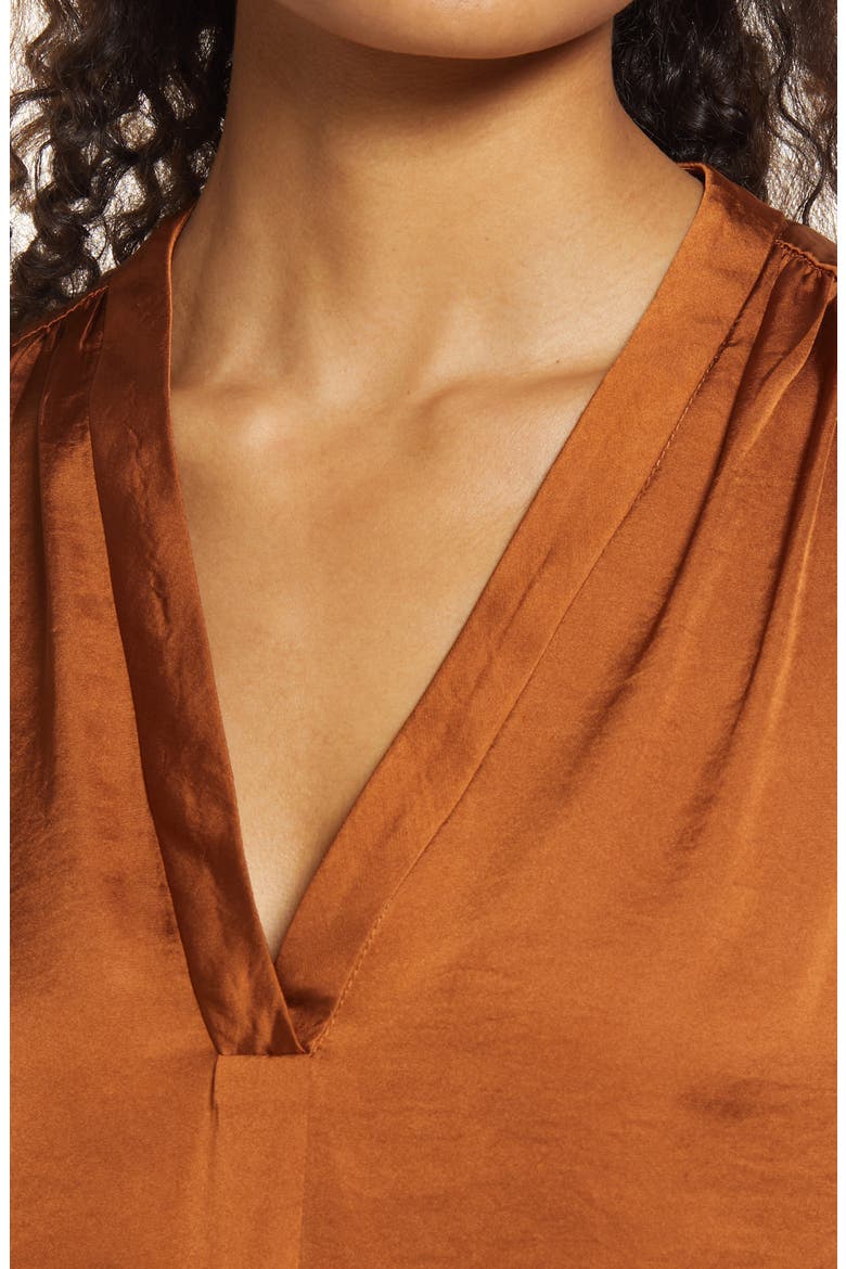 Rumple Satin Blouse, Alternate, color, RICH TOFFEE