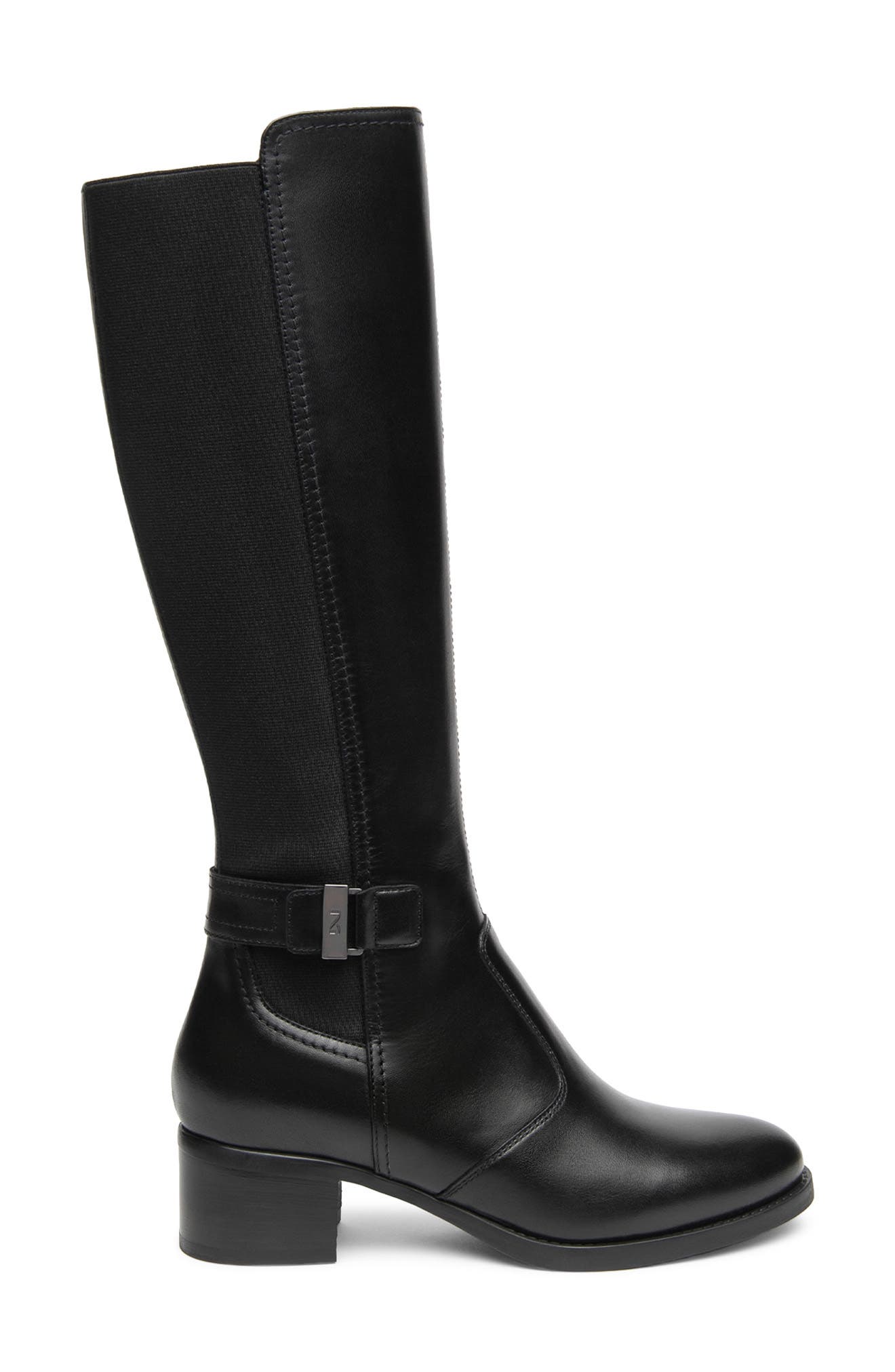 Block Heel Leather Knee High Boot, Alternate, color, BLACK