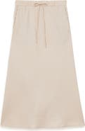 Reiss Roxi Drawstring Waist Linen Midi Skirt