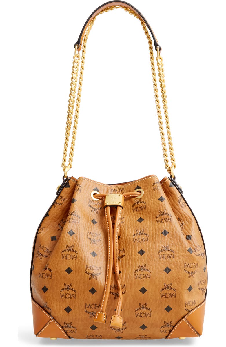 MCM Berlin Visetos Coated Canvas Drawstring Handbag, Main, color,