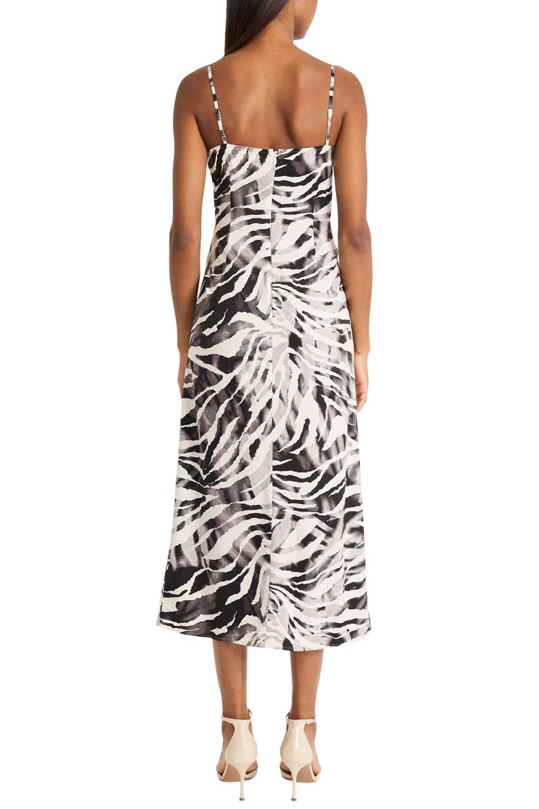 Ruched Sleeveless Midi Dress, Alternate, color, CREAM/ BLACK