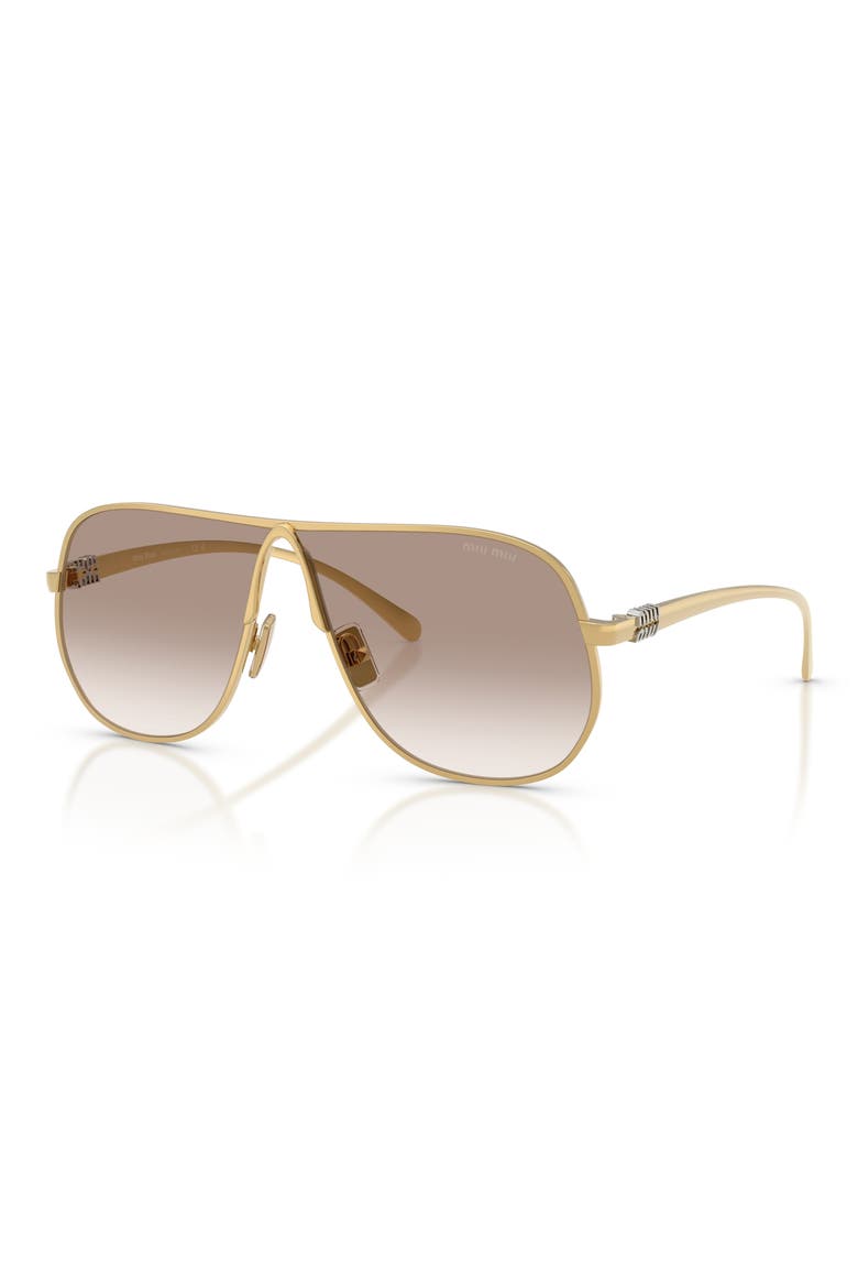 66mm Oversize Pilot Sunglasses, Alternate, color, GOLD/ CLEAR GRADIENT BROWN