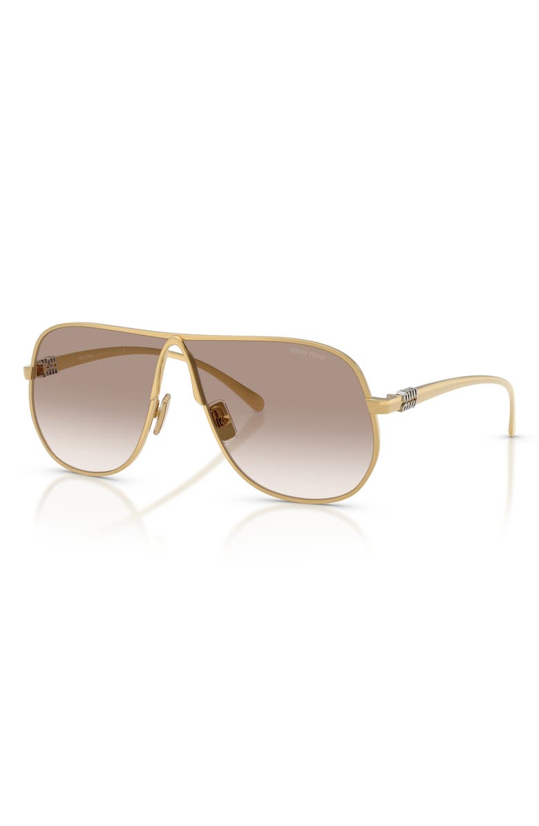 Miu Miu 66mm Oversize Pilot Sunglasses, Alternate, color, Gold/ Clear Gradient Brown