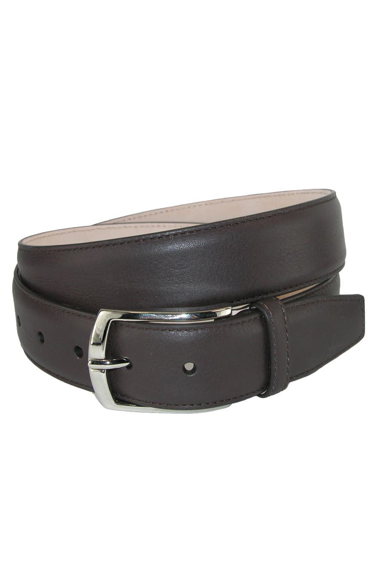 Men's Borgo Boxcalf Dress Belt with Solid Brass Buckle, Main, color, Dark Brown