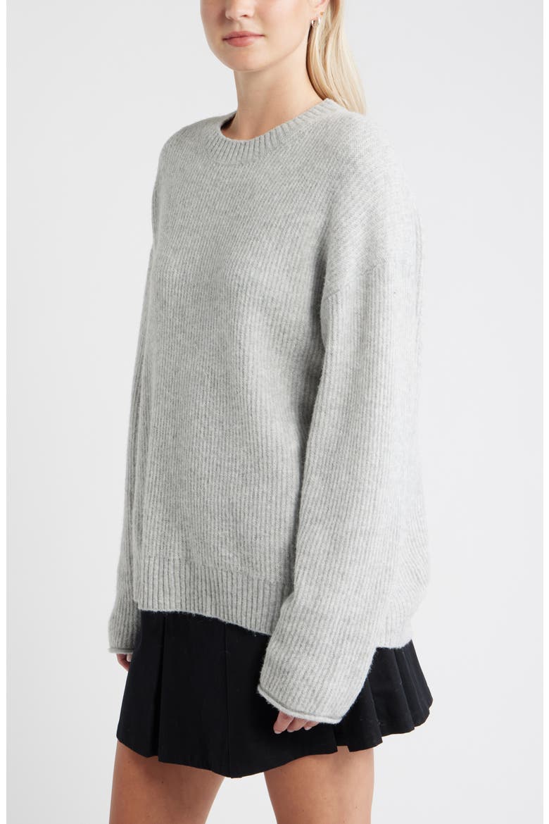 Fuzzy Oversize Sweater, Alternate, color, GREY SOFT HEATHER