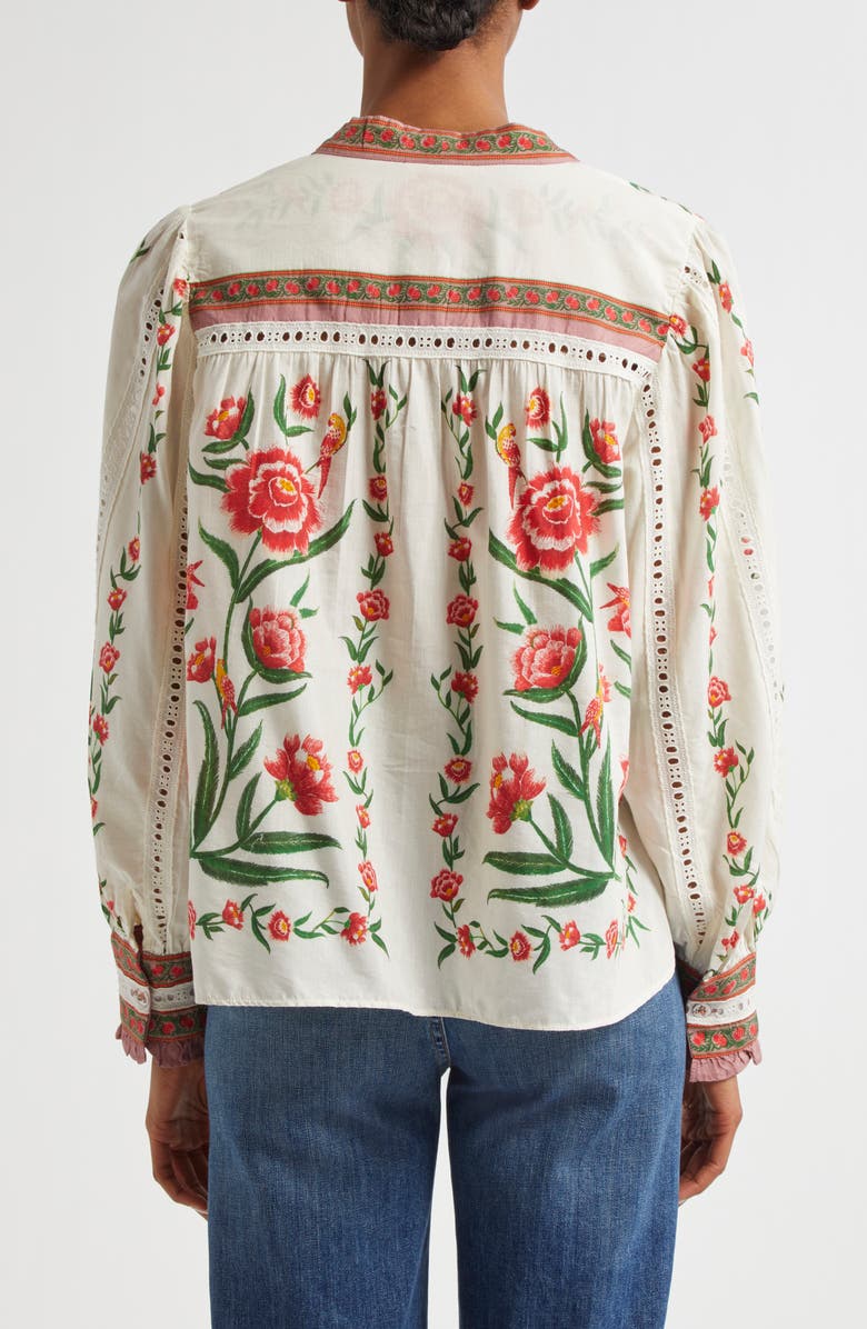 FARM Rio Ainika Floral Embroidered Shirt, Alternate, color, Ainika Delicate Off-White