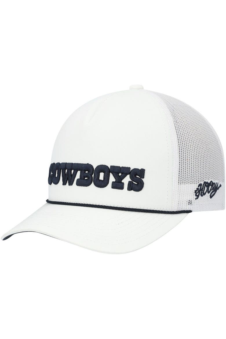 Men's HOOey White Dallas Cowboys Wordmark Rope Trucker Snapback Hat, Main, color, White