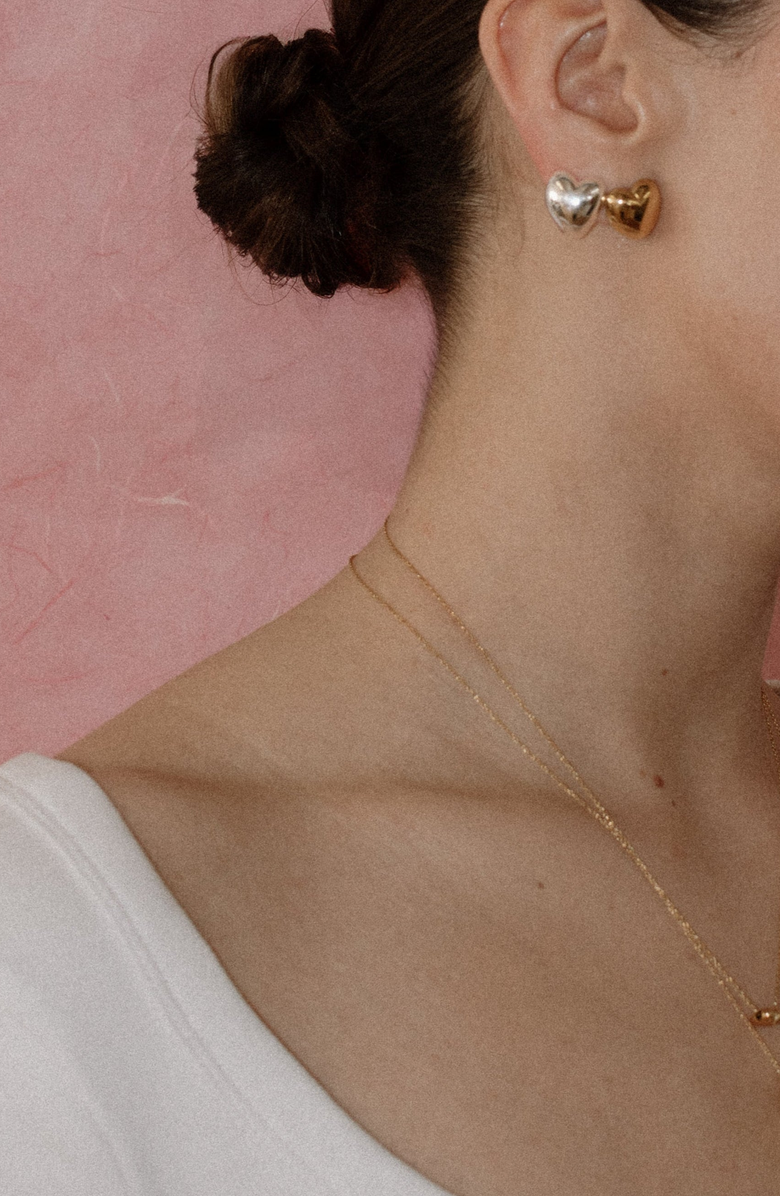 Joiana Jewelry Bubble Hearts Earrings, Alternate, color, Silver