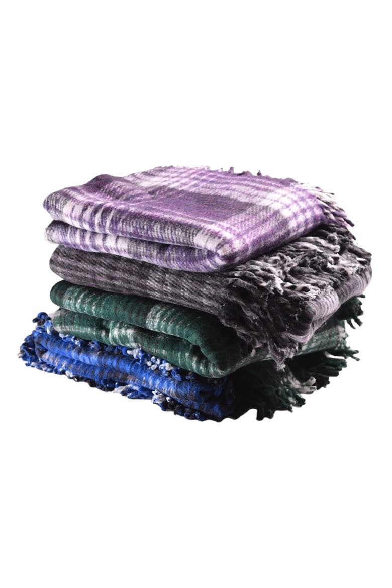 Recycled Plaid Yoga Blanket, Alternate, color, Black