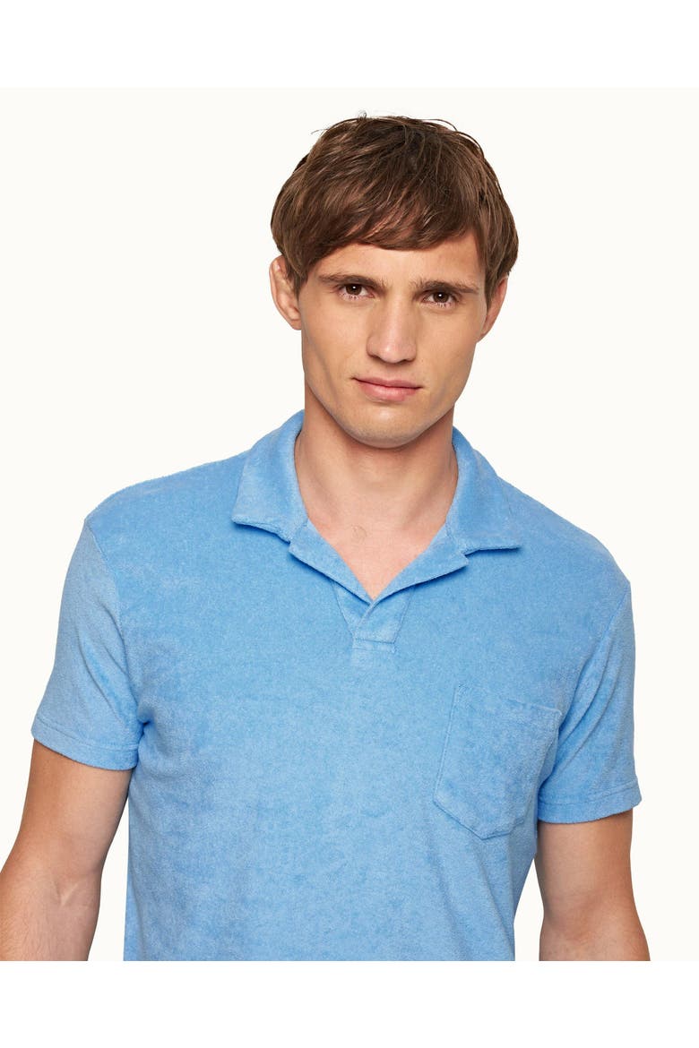 Terry Towelling Tailored Fit Towelling Polo Shirt, Alternate, color, RIVIERA