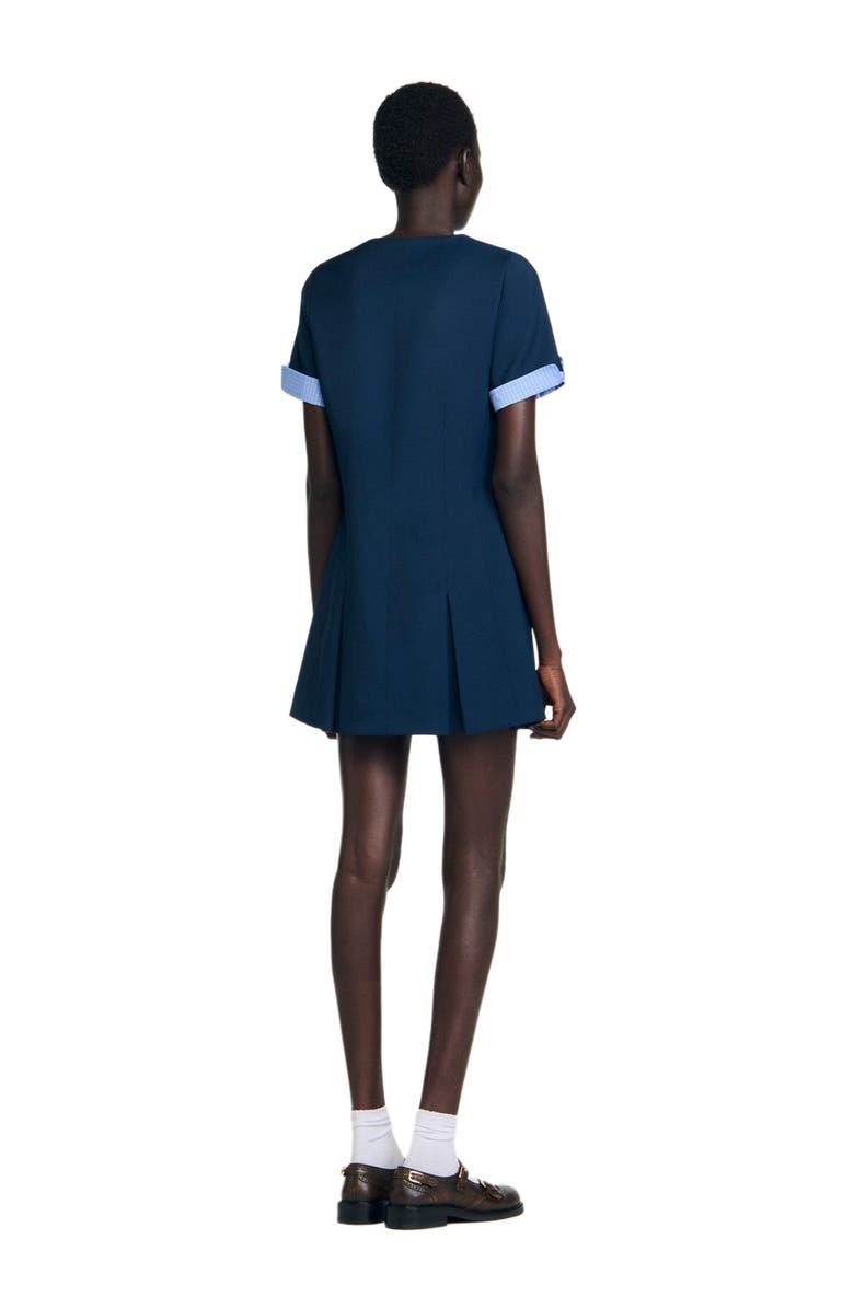 SANDRO Short pleated dress, Alternate, color, Navy Blue