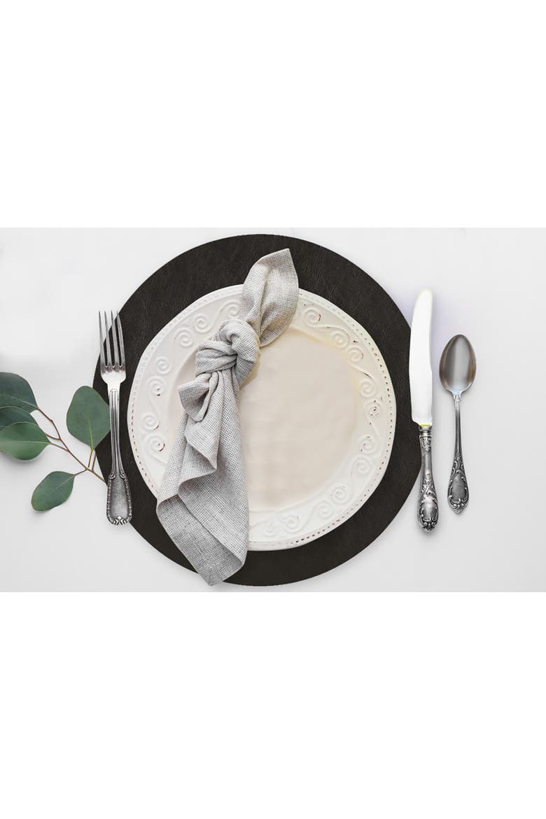 Davanti by  Mattola Placemats Set of 6, Round 15 Inch Indoor Outdoor Table Placemats, Alternate, color, Black