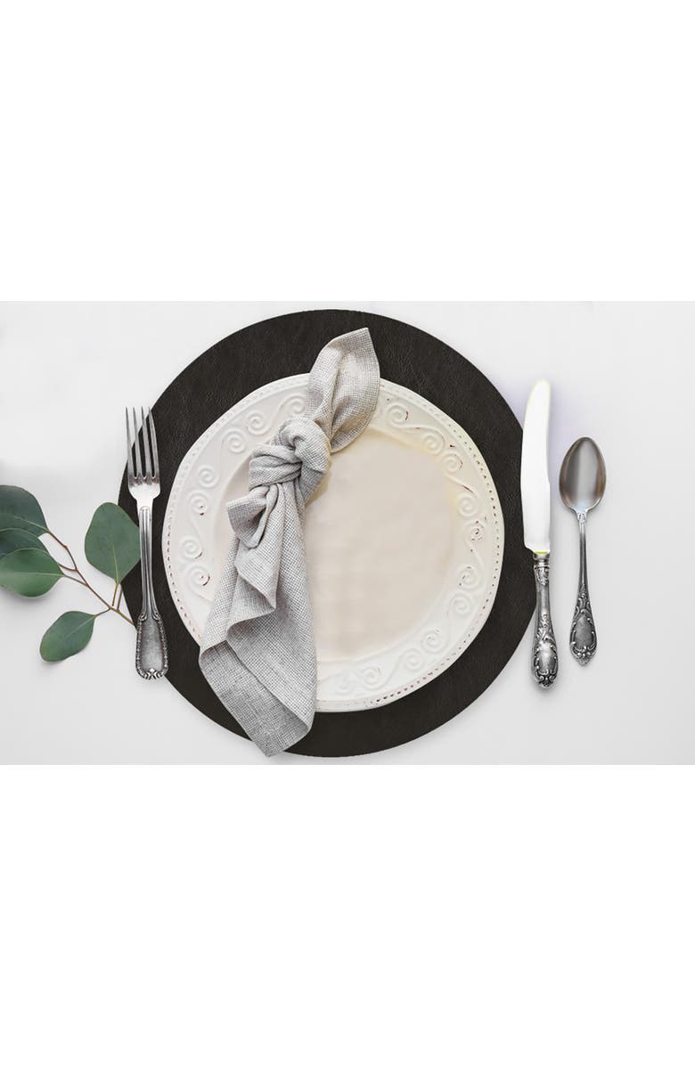 FRIELING Davanti by  Mattola Placemats Set of 6, Round 15 Inch Indoor Outdoor Table Placemats, Alternate, color, Black