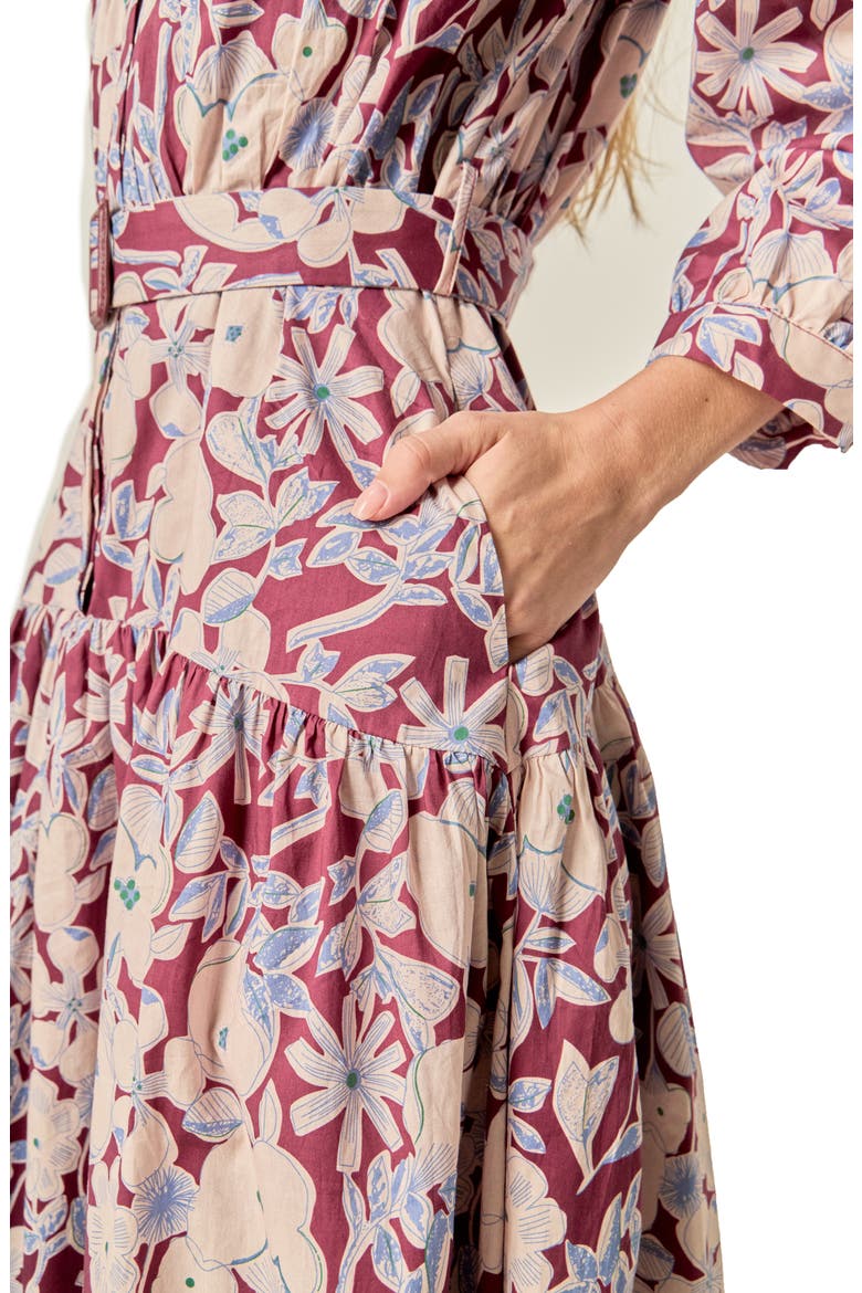 Print Long Sleeve Maxi Dress, Alternate, color, BURGUNDY/ BLUE