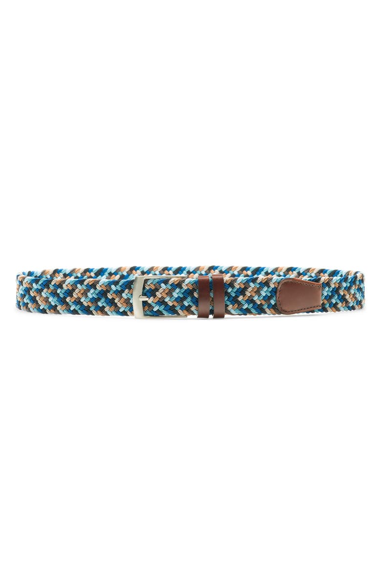 Magnanni Nadal Woven Stretch Belt, Main, color, Navy Sky Blue Brown Sand