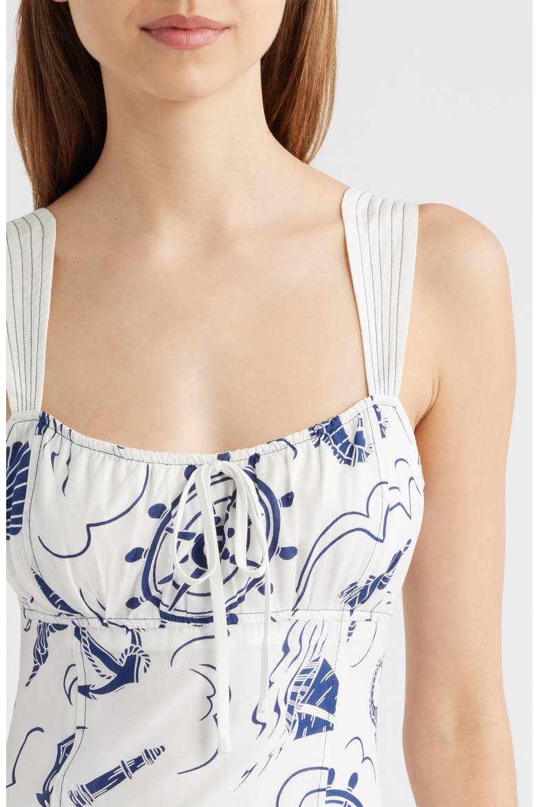 Print Ruffle Hem Sleeveless Midi Dress, Alternate, color, IVORY MULTI