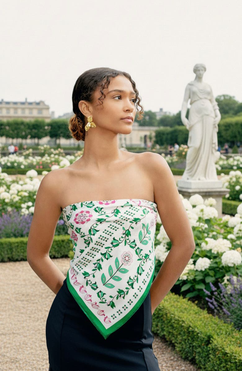 Jessie Zhao New York Ivy Parterre Double Sided Silk Scarf, Alternate, color, Green