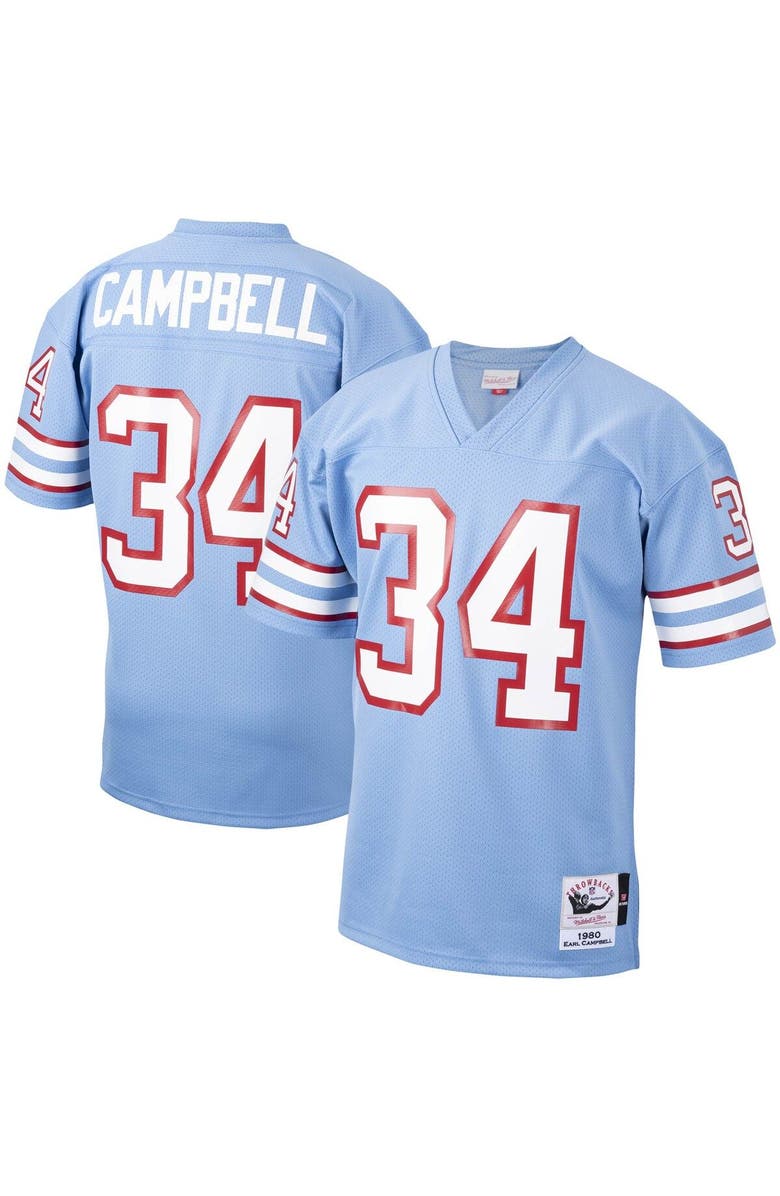 Mitchell & Ness Men's Mitchell & Ness Earl Campbell Light Blue Houston Oilers 1980 Authentic Throwback Retired Player Jersey, Main, color, Light Blue