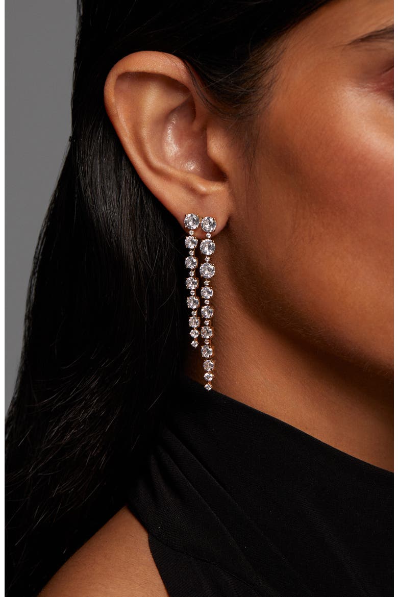 Sunshower Double Linear Drop Earrings, Alternate, color, GOLD/ CLEAR
