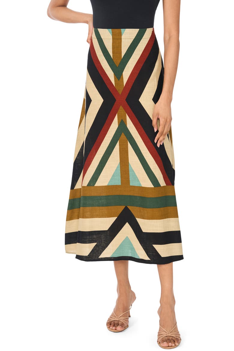 Geo Print Skirt, Alternate, color, BLACK MULTI