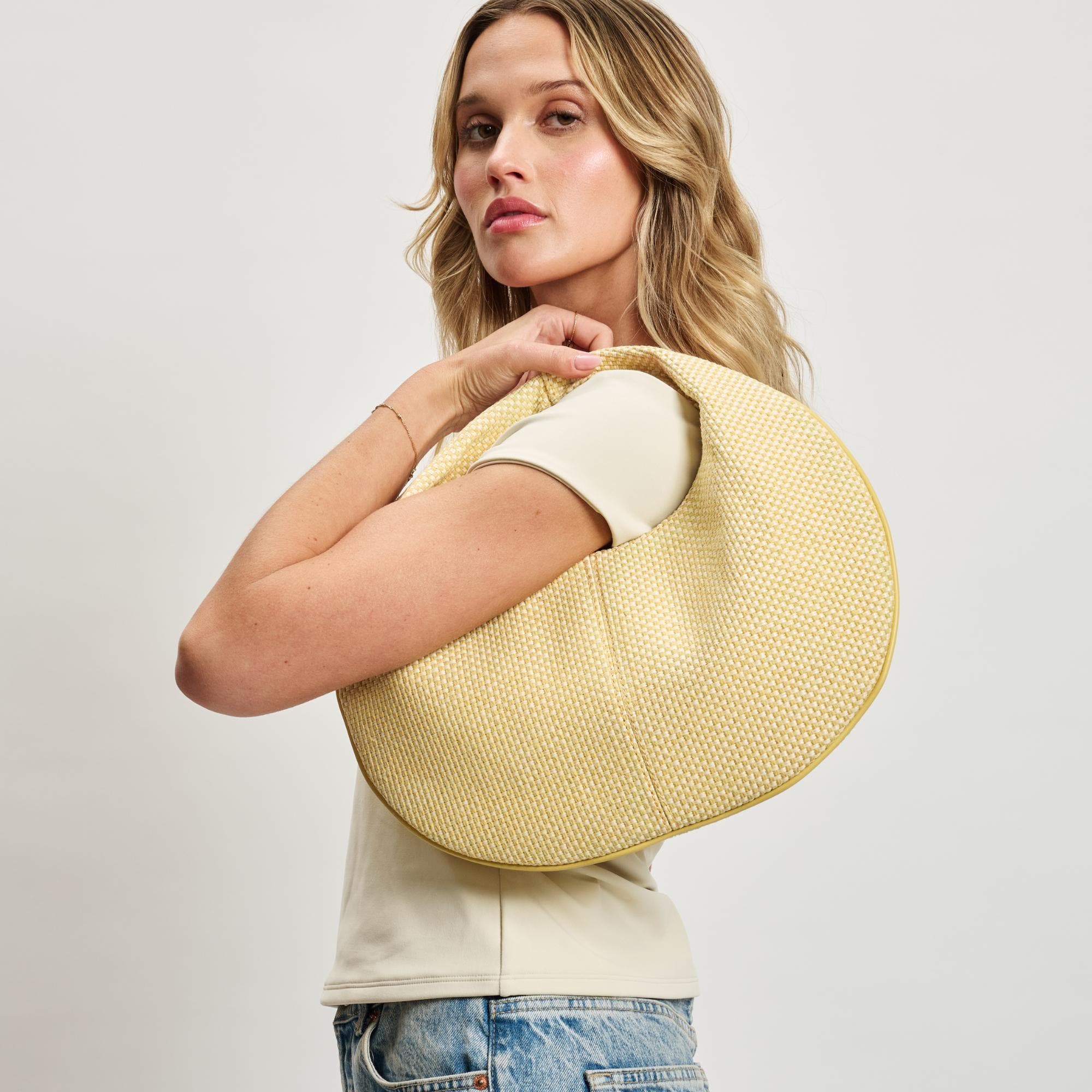 Farrah - Straw Hobo, Alternate, color, Yellow