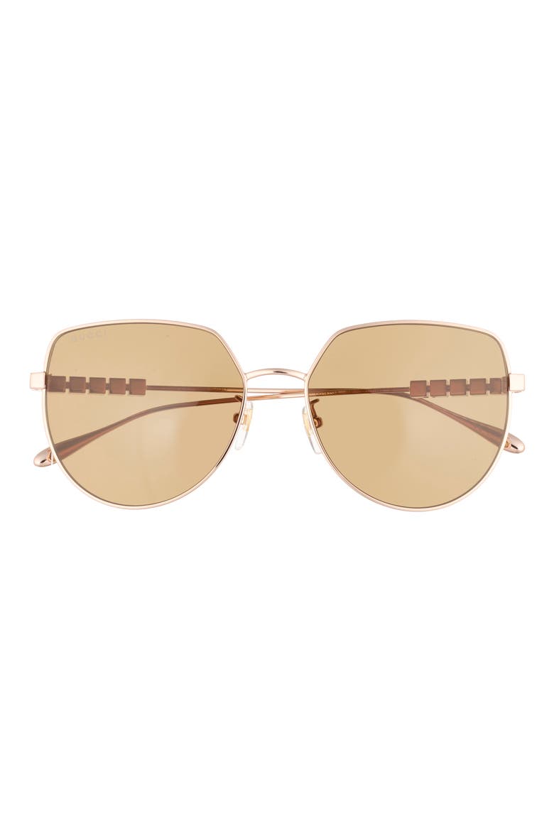 58mm Cat Eye Sunglasses, Main, color, GOLD GOLD BROWN