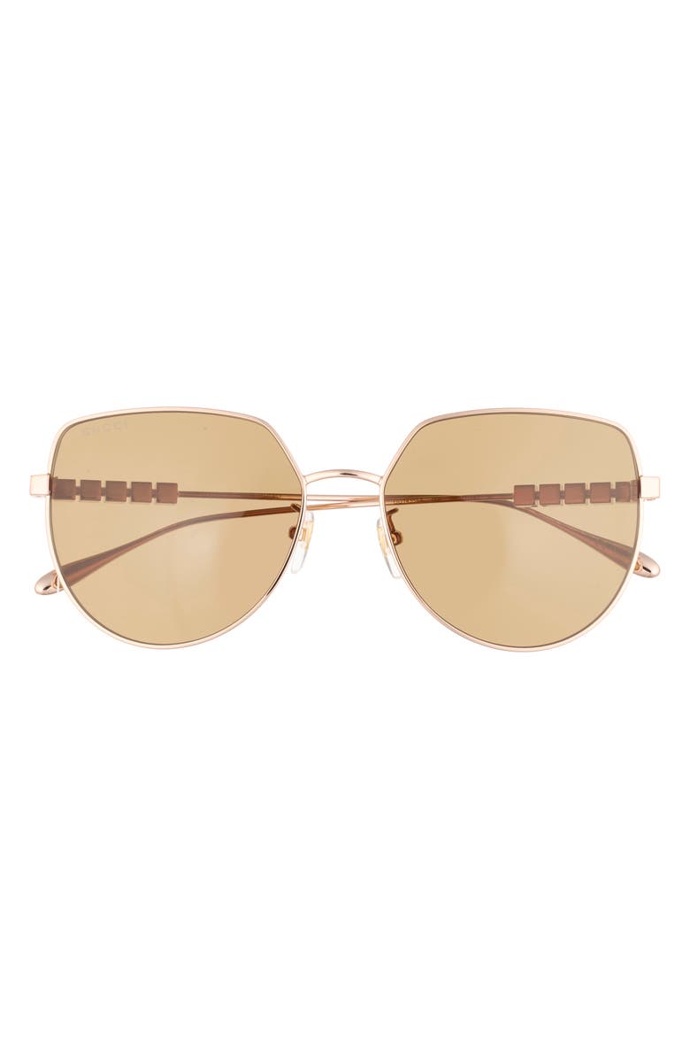 Gucci 58mm Cat Eye Sunglasses, Main, color, Gold Gold Brown