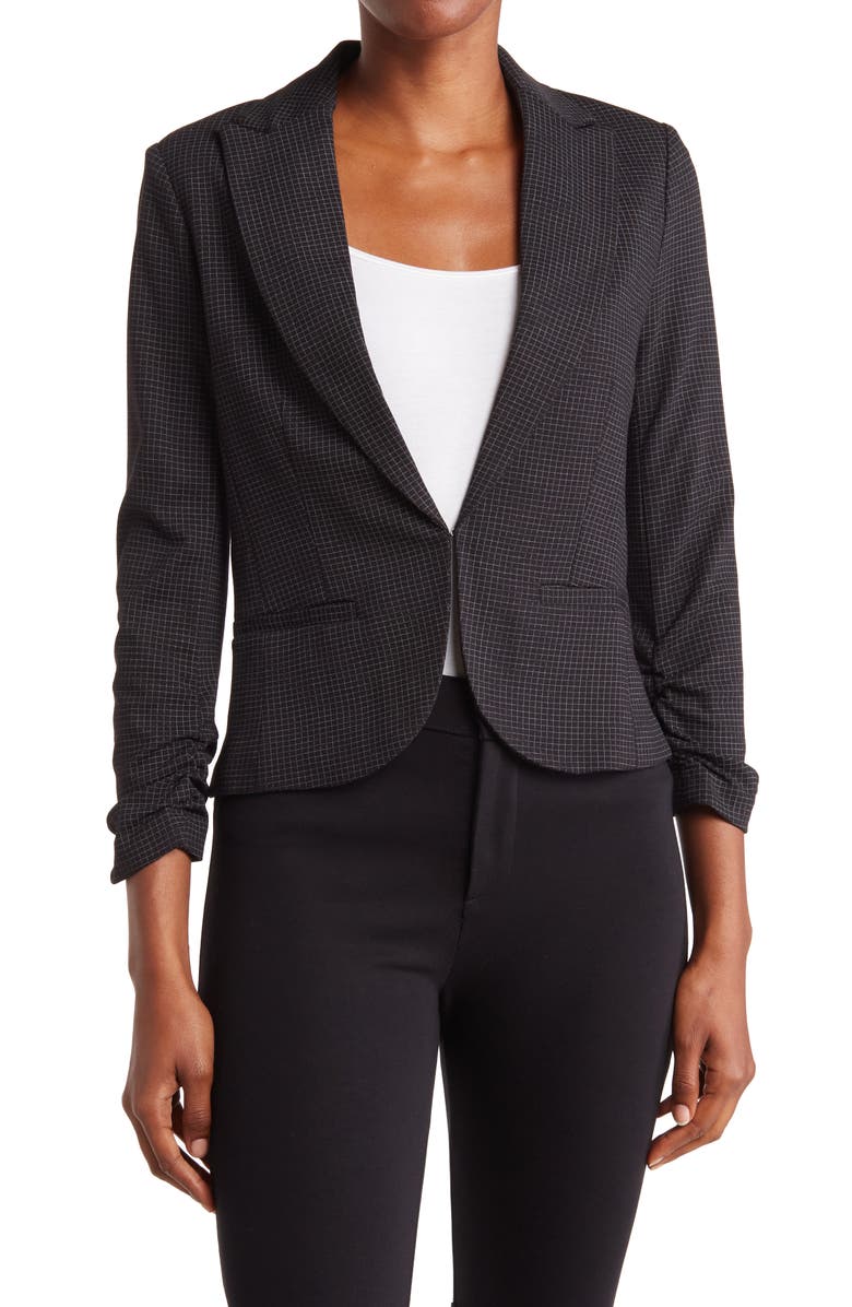 Amanda & Chelsea Peak Lapel Scrunch Sleeve Blazer, Main, color, 