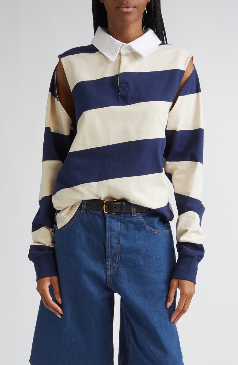 K.NGSLEY Gender Inclusive Pegasus Polo, Main, color, Off-White/ Navy