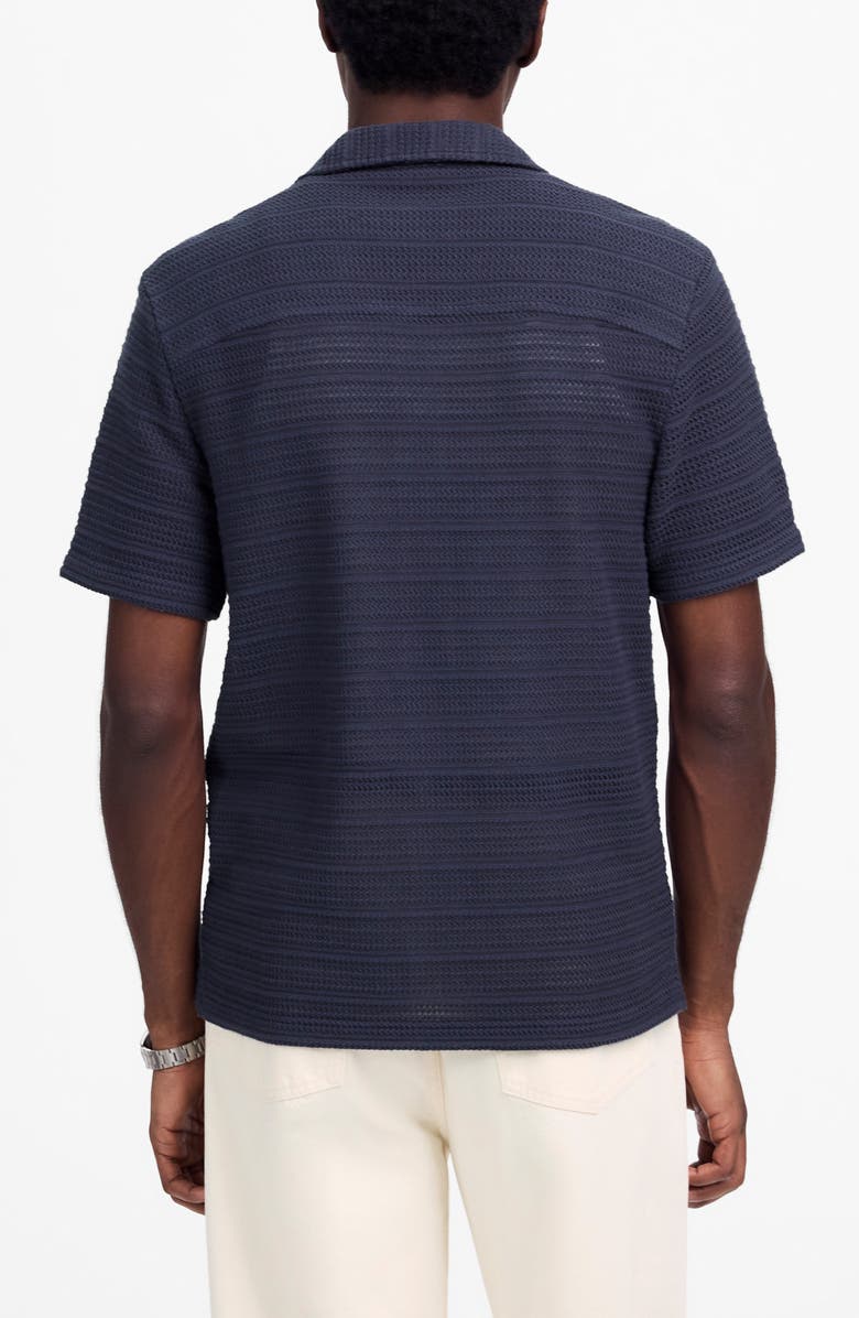 Madewell Jacquard Knit Short Sleeve Button-Up Shirt, Alternate, color, Ink