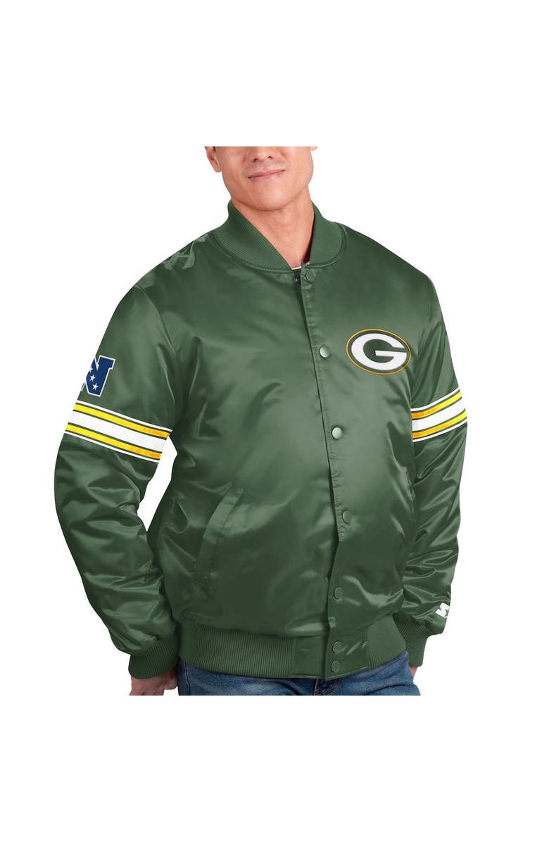 STARTER Men's Starter Green Green Bay Packers The Pick and Roll Full-Snap Jacket, Alternate, color, 
