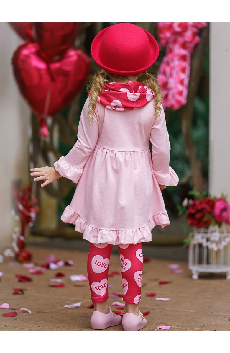 Mia Belle Girls Speak Love Tunic, Scarf and Legging Set, Alternate, color, 