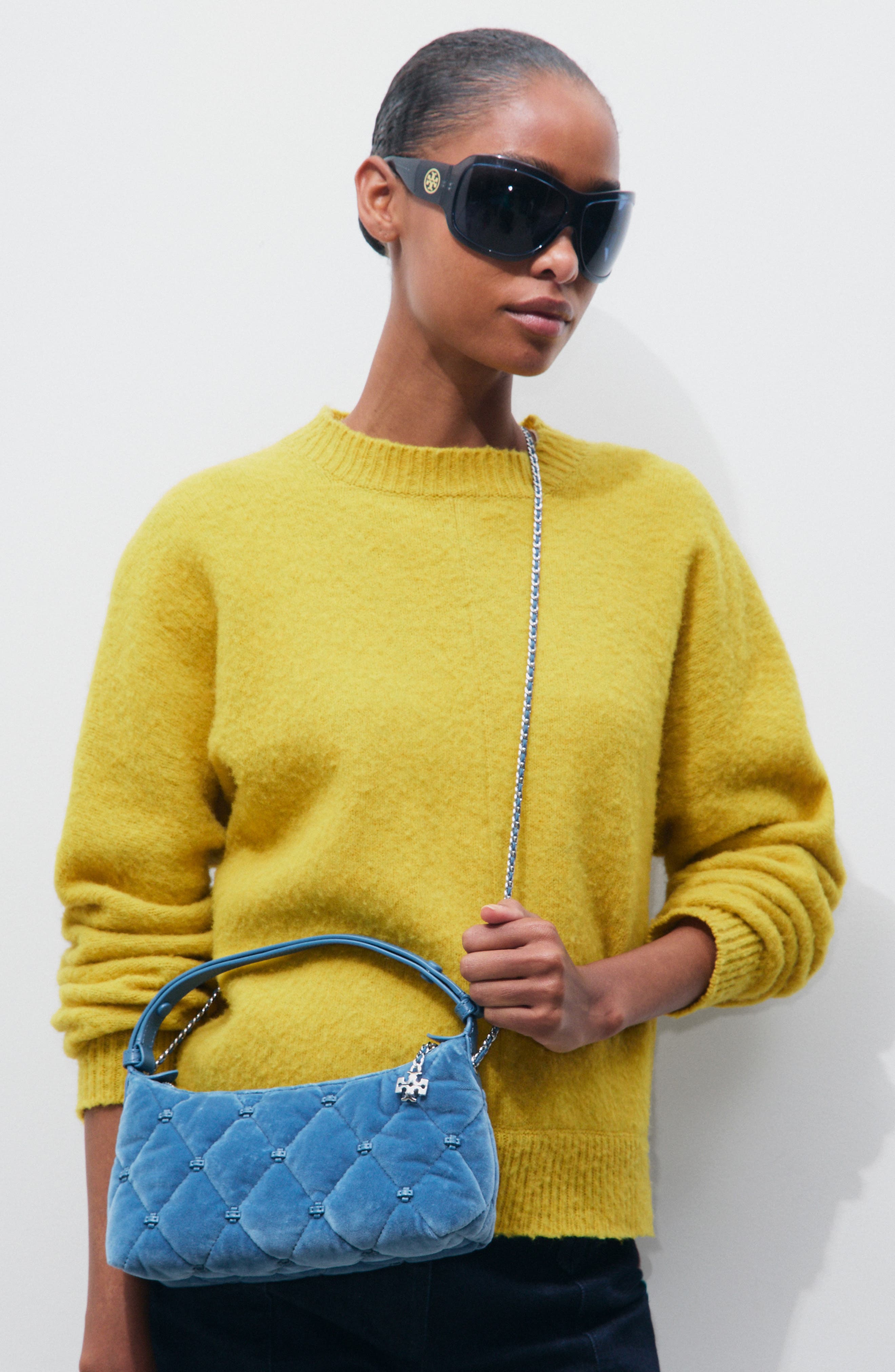 Bunny Knot Velvet Pochette, Alternate, color, ELECTRIC BLUE