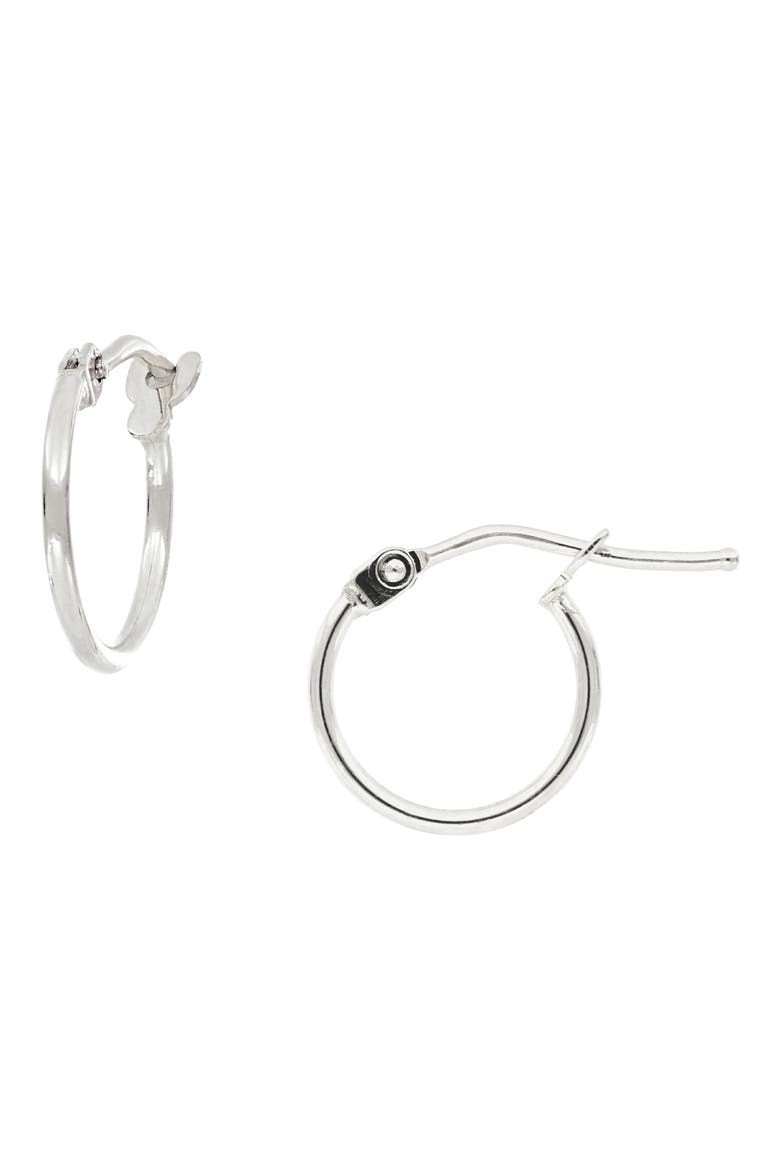 14K Gold Mini Hoop Earrings, Main, color, WHITE GOLD