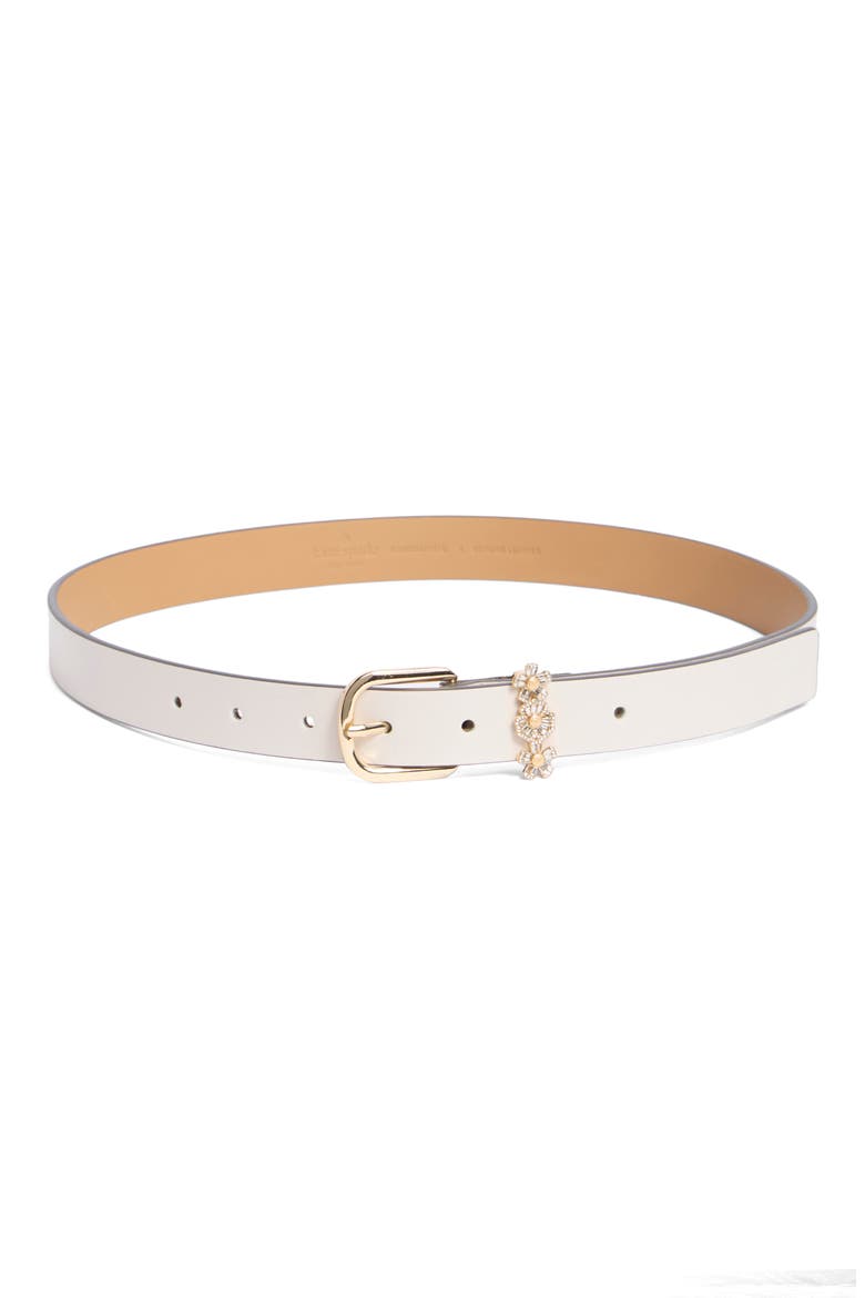 25mm floral keeper belt, Main, color, CREAM/ POLISHED GOLD
