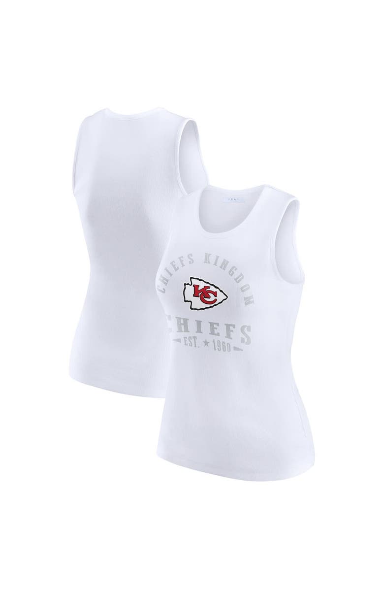 WEAR by Erin Andrews Women's WEAR by Erin Andrews White Kansas City Chiefs Ribbed Graphic Tank Top, Main, color, White