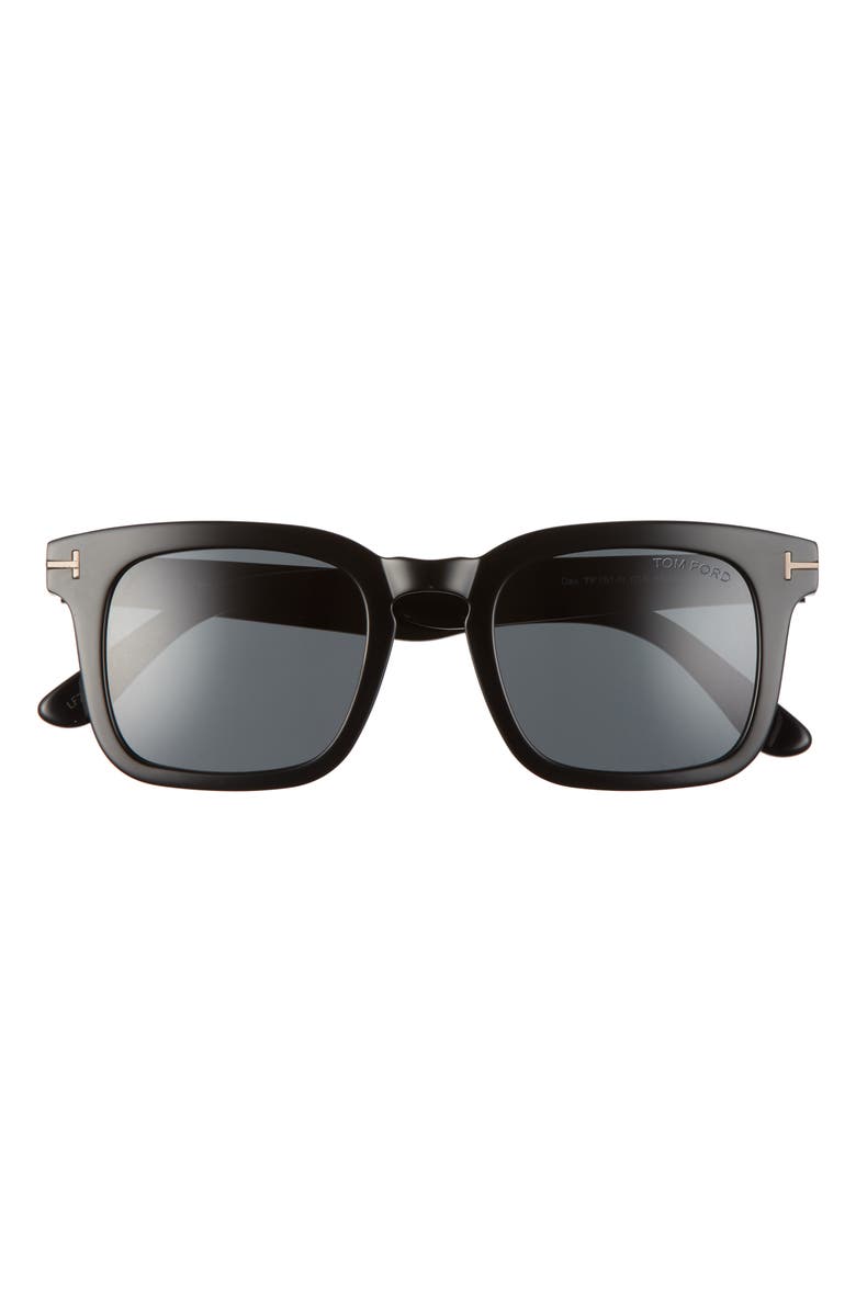 TOM FORD Dax 50mm Square Sunglasses, Main, color, Shiny Black/ Smoke