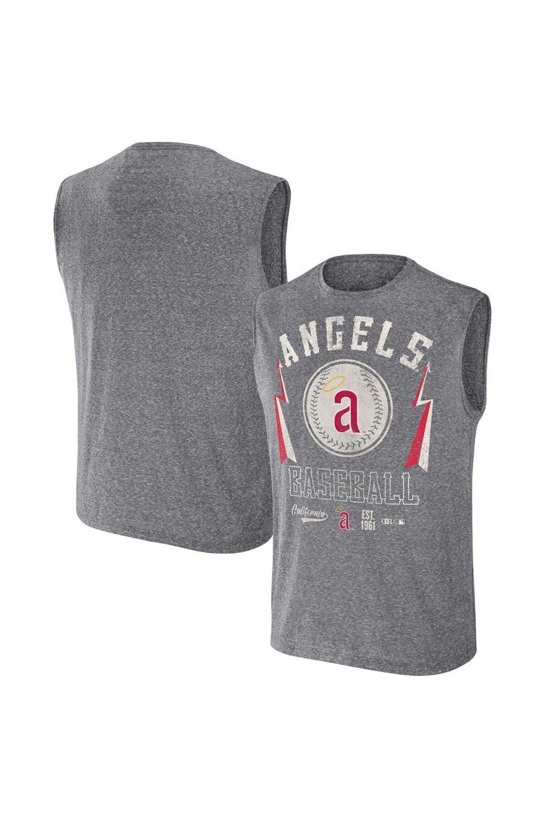 Men's Darius Rucker Collection by Fanatics Charcoal Los Angeles Angels Relaxed-Fit Muscle Tank Top, Main, color, Charcoal