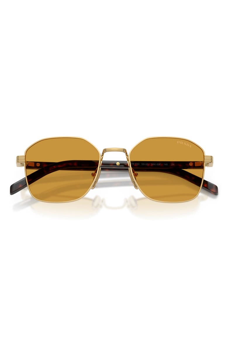 Prada 53mm Square Sunglasses, Alternate, color, Gold / Dark Honey