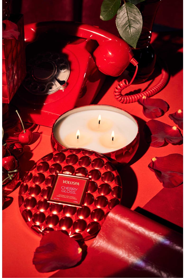 Cherry Gloss 3-Wick Tin Candle, Alternate, color, CHERRY GLOSS