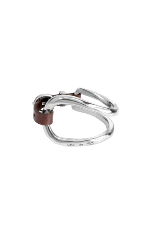 Unode50 Sterling Silver-plated Bracelet With Leather Accessory In Silver
