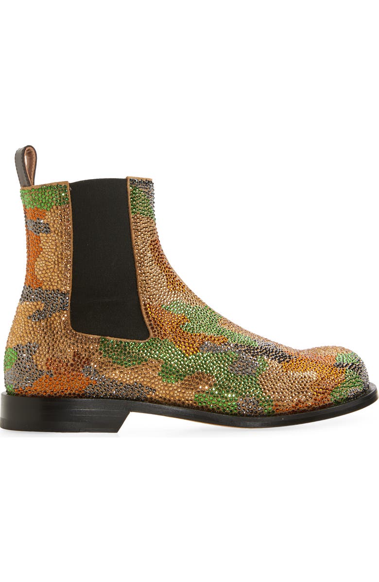 JW Anderson Camo Crystal Studded Chelsea Boot, Alternate, color, Military Green Multi